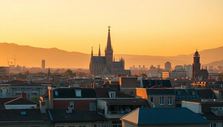 Barcelona skyline at golden hour
